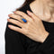 Bague 52 Bague insecte vintage en or jaune 14k avec diamants, sodalite et rubis 58 Facettes G13998