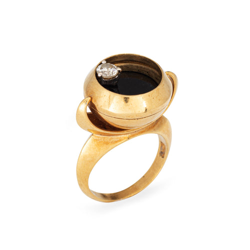 Bague 49 A Castelo - Bague spinner cinétique vintage en or jaune 18 carats et diamant 58 Facettes G14028