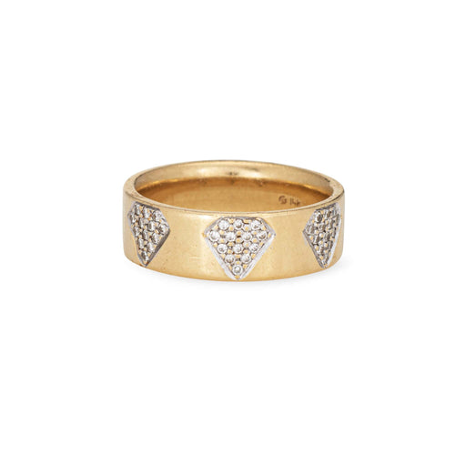Bague 59 Bague ajourée vintage en or jaune 14 carats et diamants 58 Facettes G14090