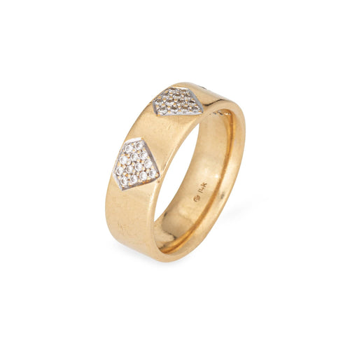 Bague 59 Bague ajourée vintage en or jaune 14 carats et diamants 58 Facettes G14090