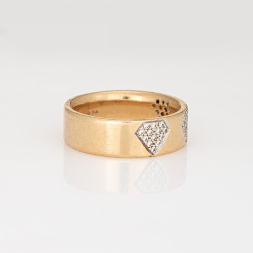 Bague 59 Bague ajourée vintage en or jaune 14 carats et diamants 58 Facettes G14090