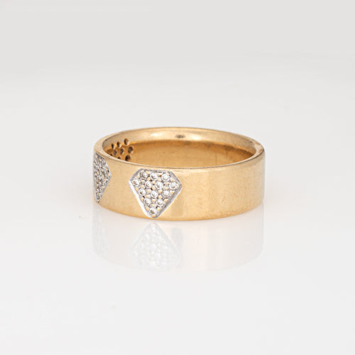 Bague 59 Bague ajourée vintage en or jaune 14 carats et diamants 58 Facettes G14090