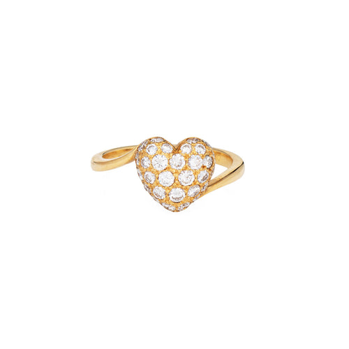 Bague 50 Cartier - Bague cœur pavée de diamants en or jaune 18k 58 Facettes G14115