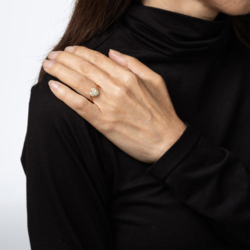 Bague 50 Cartier - Bague cœur pavée de diamants en or jaune 18k 58 Facettes G14115