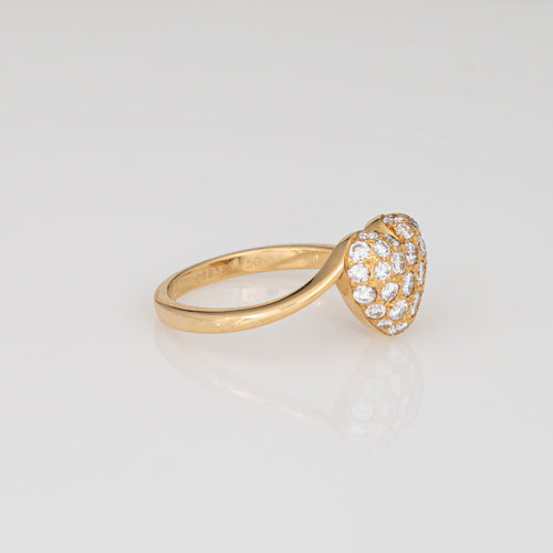 Bague 50 Cartier - Bague cœur pavée de diamants en or jaune 18k 58 Facettes G14115