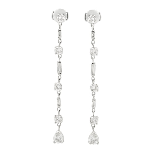 Boucles d'oreilles Boucles d’oreilles pendantes en or gris 18 carats et diamants 2,80 ct 58 Facettes BO183
