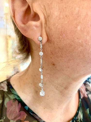 Boucles d'oreilles Boucles d’oreilles pendantes en or gris 18 carats et diamants 2,80 ct 58 Facettes BO183