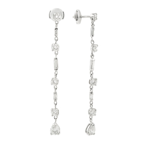 Boucles d'oreilles Boucles d’oreilles pendantes en or gris 18 carats et diamants 2,80 ct 58 Facettes BO183
