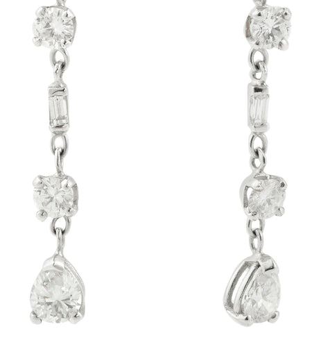 Boucles d'oreilles Boucles d’oreilles pendantes en or gris 18 carats et diamants 2,80 ct 58 Facettes BO183