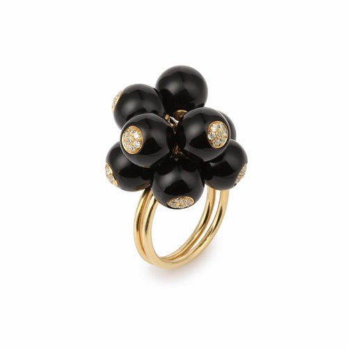Bague 56 Bague Grelots en or jaune 18 carats, onyx et diamants 58 Facettes B364