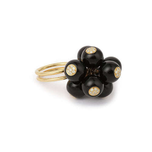 Bague 56 Bague Grelots en or jaune 18 carats, onyx et diamants 58 Facettes B364