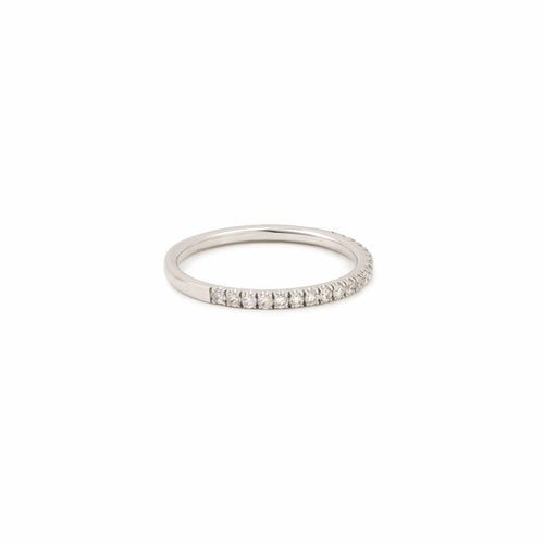 Bague 50.5 Alliance demi-tour diamants 0,23 carat en or gris 18 carats 58 Facettes BD69