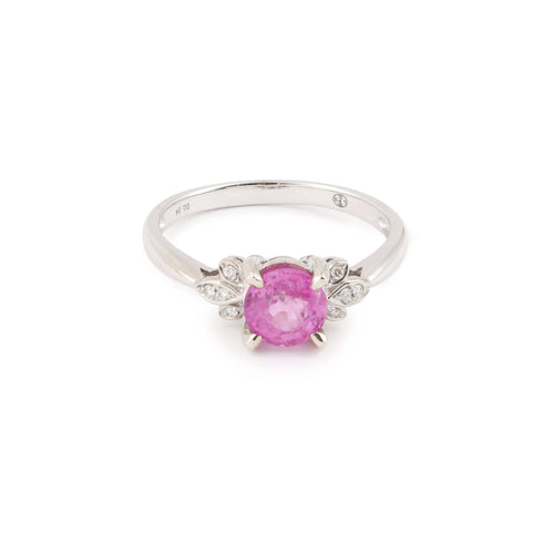 Bague 53 Bague saphir rose et diamants en or gris 18 carats 58 Facettes BSR68