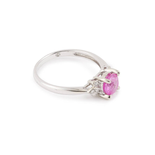 Bague 53 Bague saphir rose et diamants en or gris 18 carats 58 Facettes BSR68