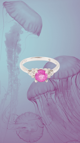 Bague 53 Bague saphir rose et diamants en or gris 18 carats 58 Facettes BSR68