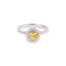 Bague 53 Bague marguerite - Saphir jaune et diamants en or gris 18 carats 58 Facettes B365