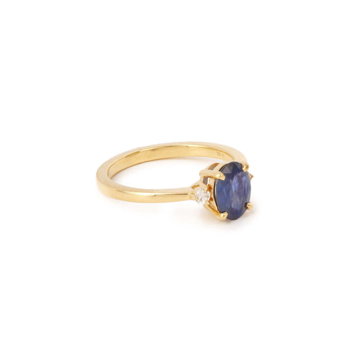 Bague 54 Bague saphir et diamants en or jaune 18 carats 58 Facettes BSA97