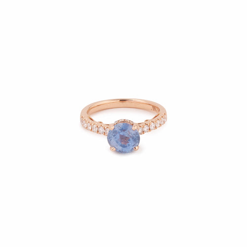 Bague 51 Bague saphir de Ceylan non chauffé 2,44 carats en or rose 18 carats 58 Facettes BSA78