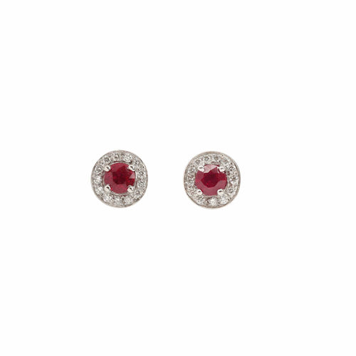 Boucles d'oreilles Boucles d'oreilles - Puces rubis birman et diamants en or gris 18 carats 58 Facettes BO248