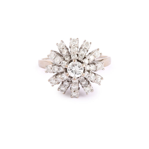 Bague 55.5 Bague flocon pavée de diamants 1 carat en or gris 18 carats 58 Facettes BD214