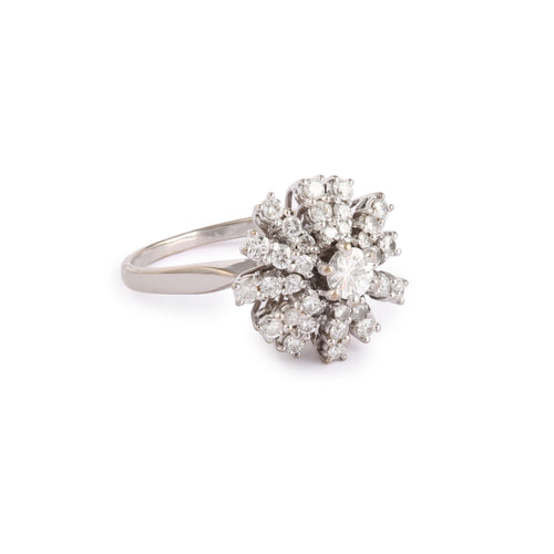 Bague 55.5 Bague flocon pavée de diamants 1 carat en or gris 18 carats 58 Facettes BD214