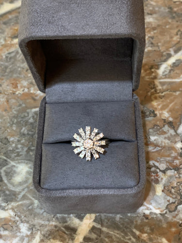 Bague 55.5 Bague flocon pavée de diamants 1 carat en or gris 18 carats 58 Facettes BD214