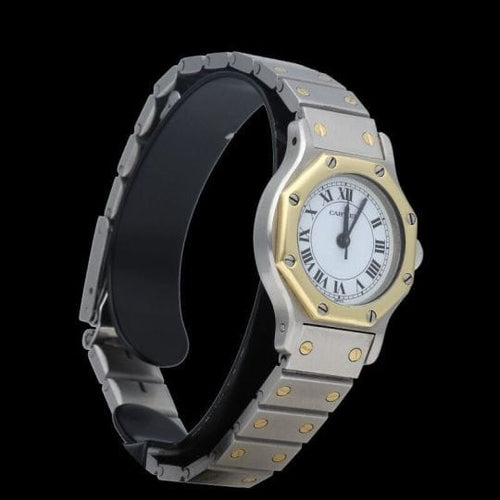 Cartier Santos - Montre ronde octogonale en or jaune et acier 58 Facettes MT47838