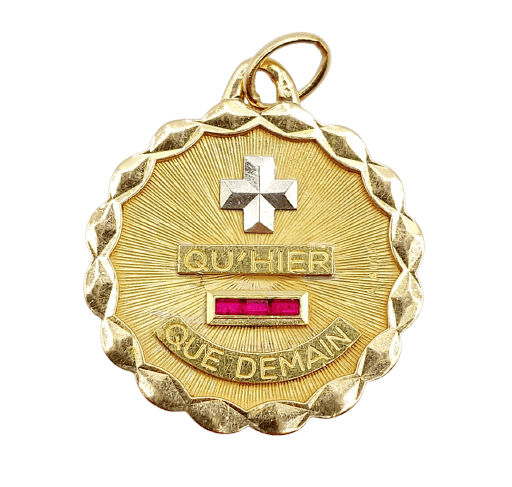 Augis - Pendentif médaille d'amour en or 18k et rubis