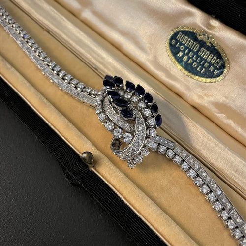 Bracelet en or blanc avec diamants et saphirs 58 Facettes BRA 3560