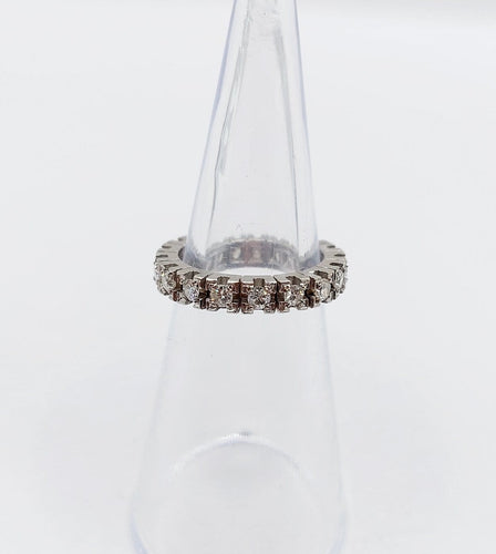 46 Alliance américaine Art déco en or blanc 18k et diamants 58 Facettes A07657