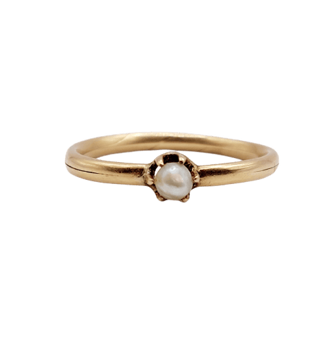 54 Bague antique Gimmel en or rose 18k et perle 58 Facettes A07623