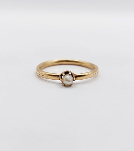 54 Bague antique Gimmel en or rose 18k et perle 58 Facettes A07623