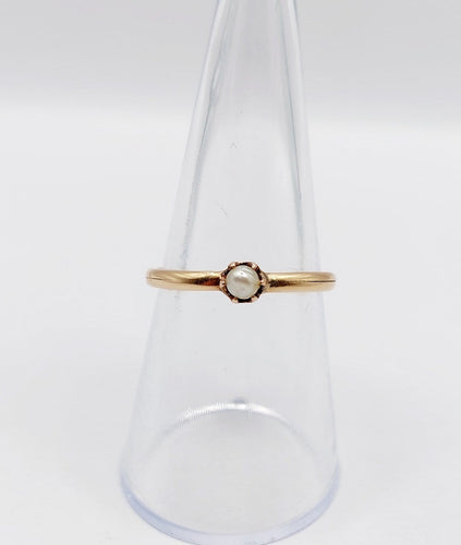 54 Bague antique Gimmel en or rose 18k et perle 58 Facettes A07623