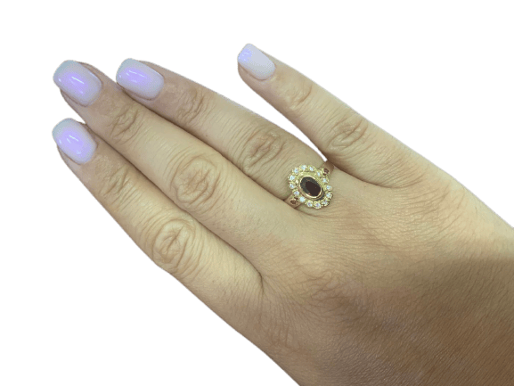 54 Bague vintage en or jaune avec rubis et diamants 58 Facettes BA 97