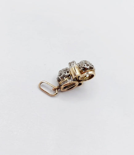 Pendentif antique en or 18k, platine et diamants 58 Facettes A07542