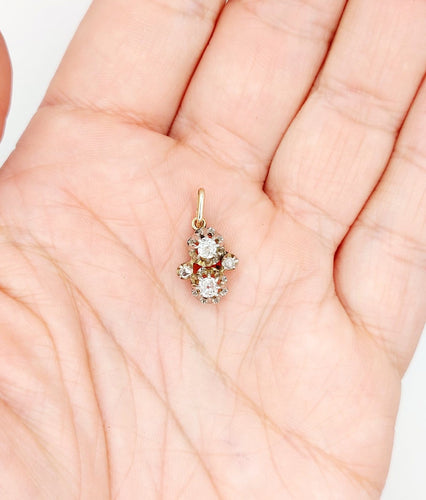Pendentif antique en or 18k, platine et diamants 58 Facettes A07542