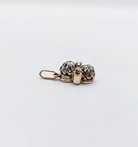 Pendentif antique en or 18k, platine et diamants 58 Facettes A07542
