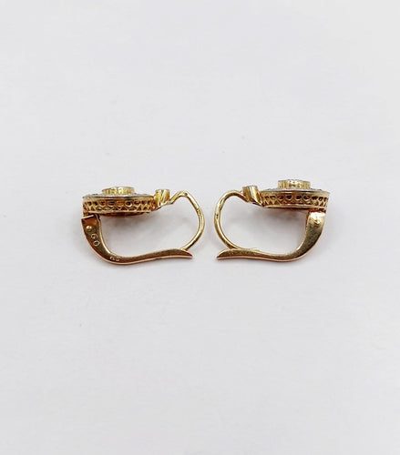 Dormeuses cible Art déco - Boucles d'oreilles en or 18k, platine et diamants 58 Facettes A07499