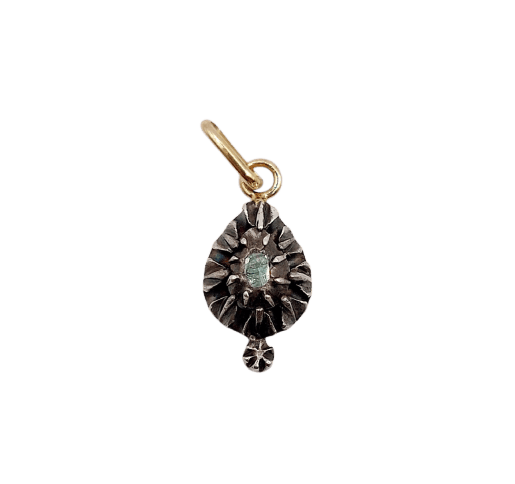 Victorien - Pendentif en or 18k, argent et diamant taille rose