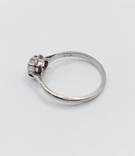 Bague 52.5 Bague solitaire Art déco en platine, diamant 0,35 ct 58 Facettes A07439