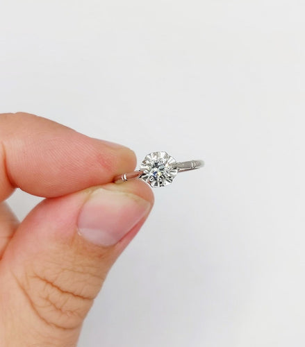 Bague 52.5 Bague solitaire Art déco en platine, diamant 0,35 ct 58 Facettes A07439