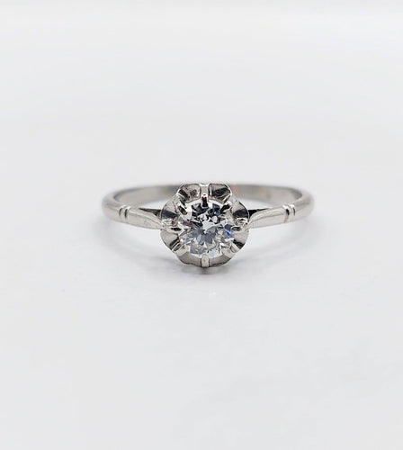 Bague 52.5 Bague solitaire Art déco en platine, diamant 0,35 ct 58 Facettes A07439