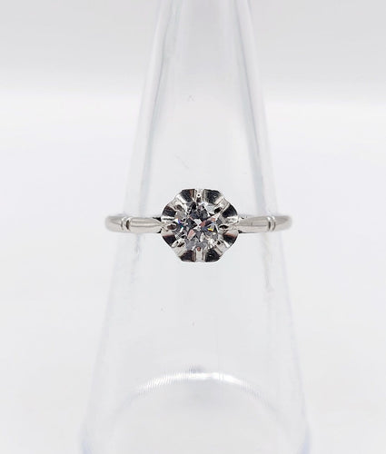 Bague 52.5 Bague solitaire Art déco en platine, diamant 0,35 ct 58 Facettes A07439
