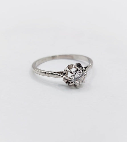 Bague 52.5 Bague solitaire Art déco en platine, diamant 0,35 ct 58 Facettes A07439