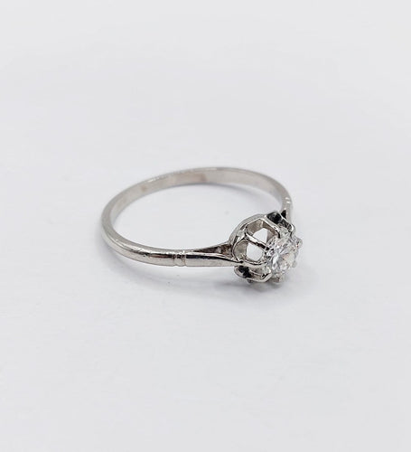 Bague 52.5 Bague solitaire Art déco en platine, diamant 0,35 ct 58 Facettes A07439