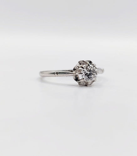 Bague 52.5 Bague solitaire Art déco en platine, diamant 0,35 ct 58 Facettes A07439