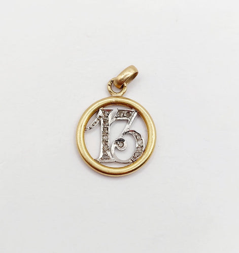 Pendentif chiffre 13 en or 18k et diamants taille rose 58 Facettes A07387