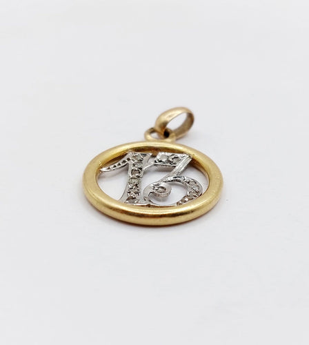 Pendentif chiffre 13 en or 18k et diamants taille rose 58 Facettes A07387