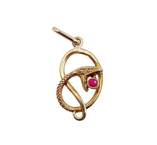 Pendentif serpent antique en or 18k et rubis 58 Facettes A07581