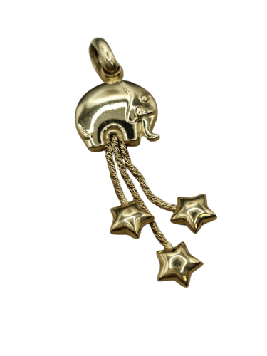 Pendentif éléphant vintage en or jaune 18 ct